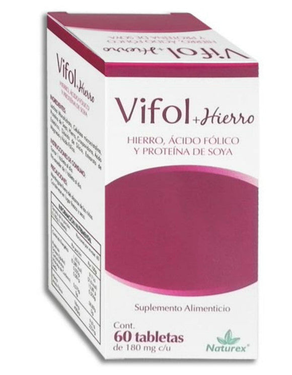 VIFOL+ HIERRO TAB 180 MG CAJA C/FCO C/60